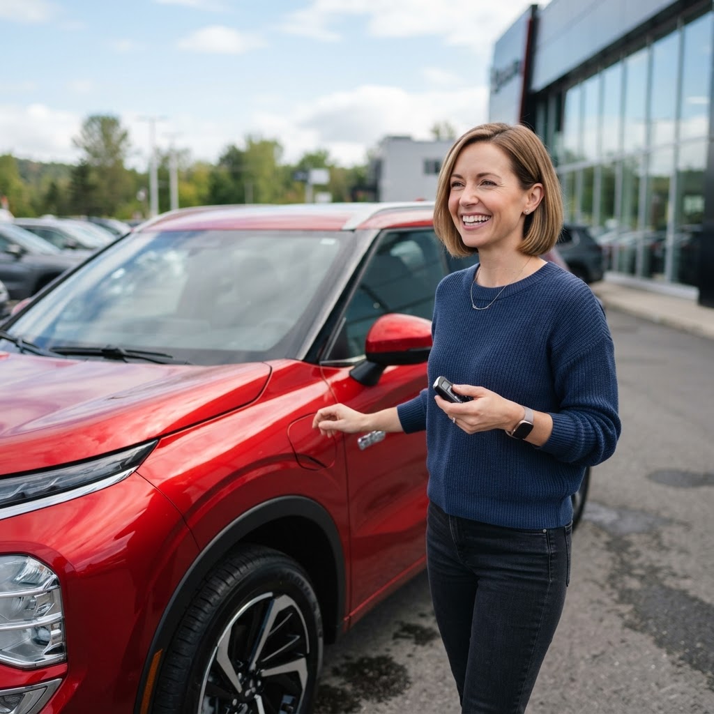 Illustration: Nathalie obtient un financement 2e chance pour un Mitsubishi Outlander 2026
