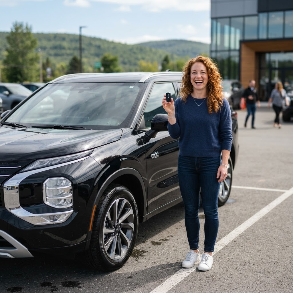 Illustration: Caroline obtient un financement 2e chance pour un Mitsubishi Outlander PHEV 2026