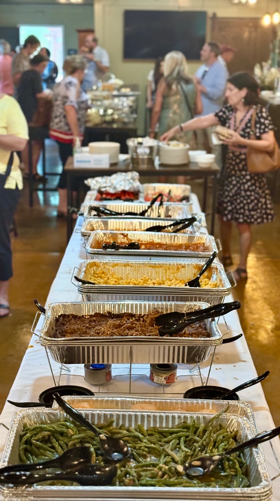 Full Italian catering buffet line set up by DiRenzo Brothers Catering at a Pittsburgh corporate event