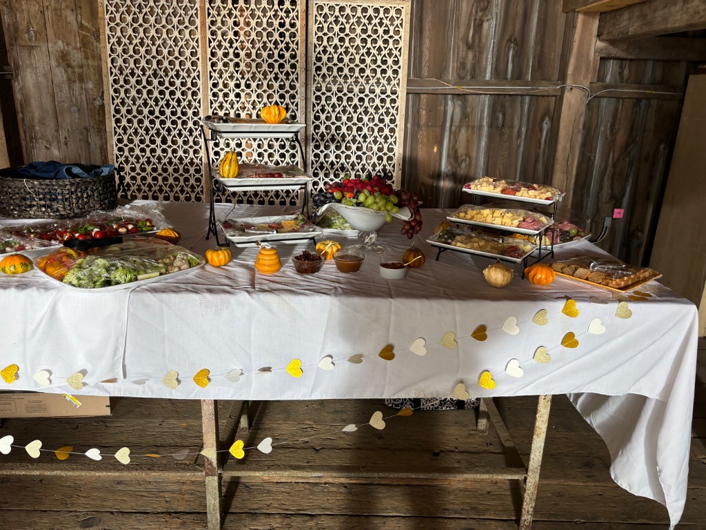Elegant tiered catering display of Italian appetizers from DiRenzo Brothers Catering for a Pittsburgh private party