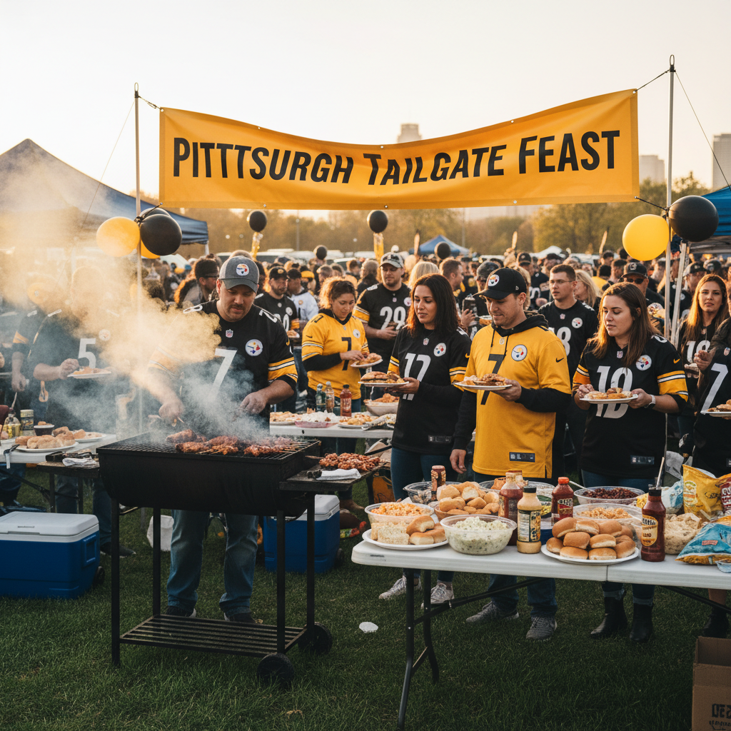 Pittsburgh tailgate BBQ catering platter with grilled meats from DiRenzo Brothers Catering