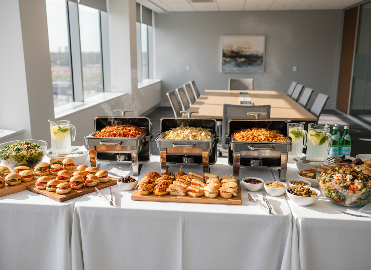 Corporate catering luncheon setup by DiRenzo Brothers Catering for a Pittsburgh business event