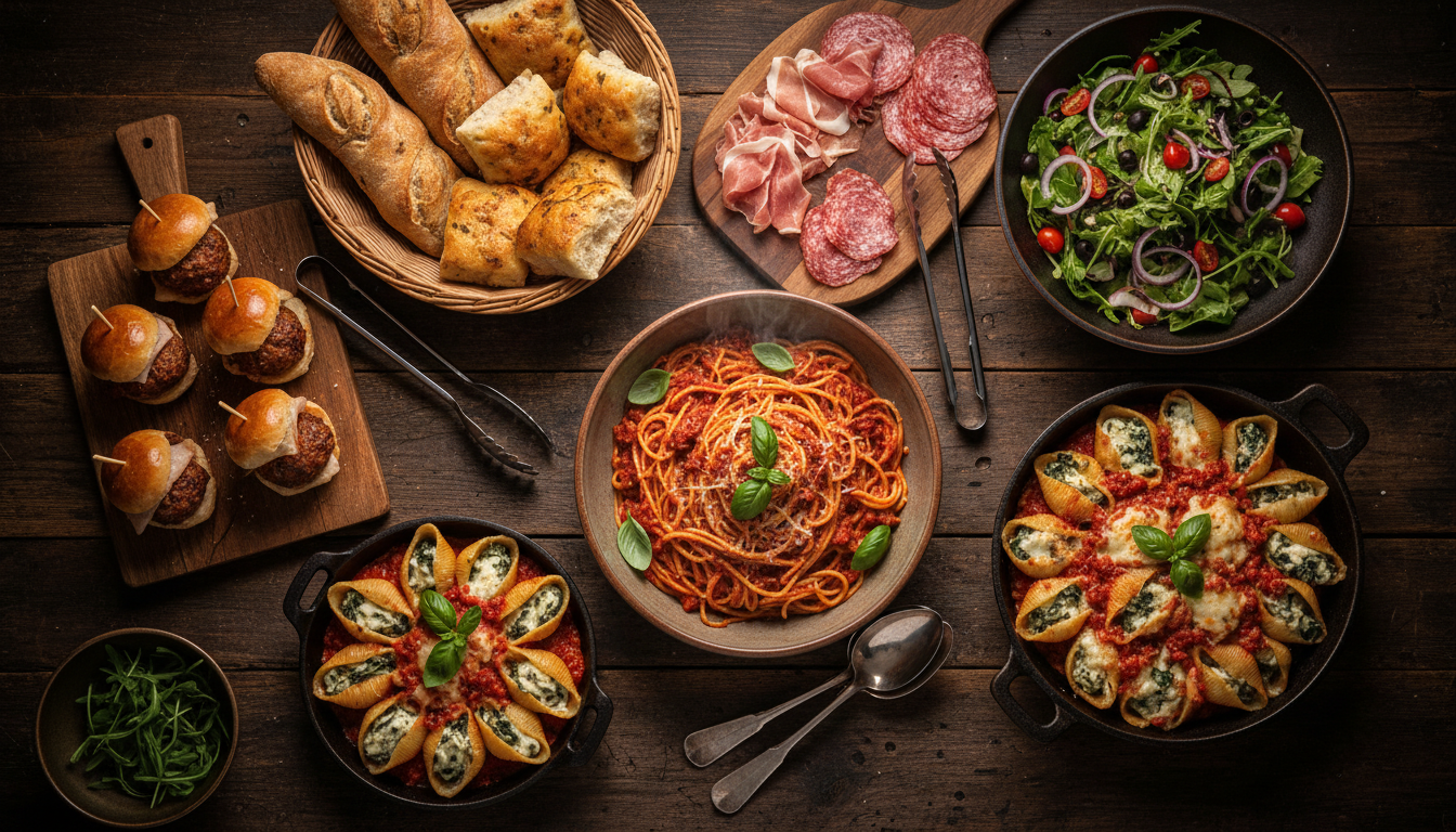 Authentic Italian catering spread by DiRenzo Brothers Catering for a Pittsburgh wedding, corporate event, and private party