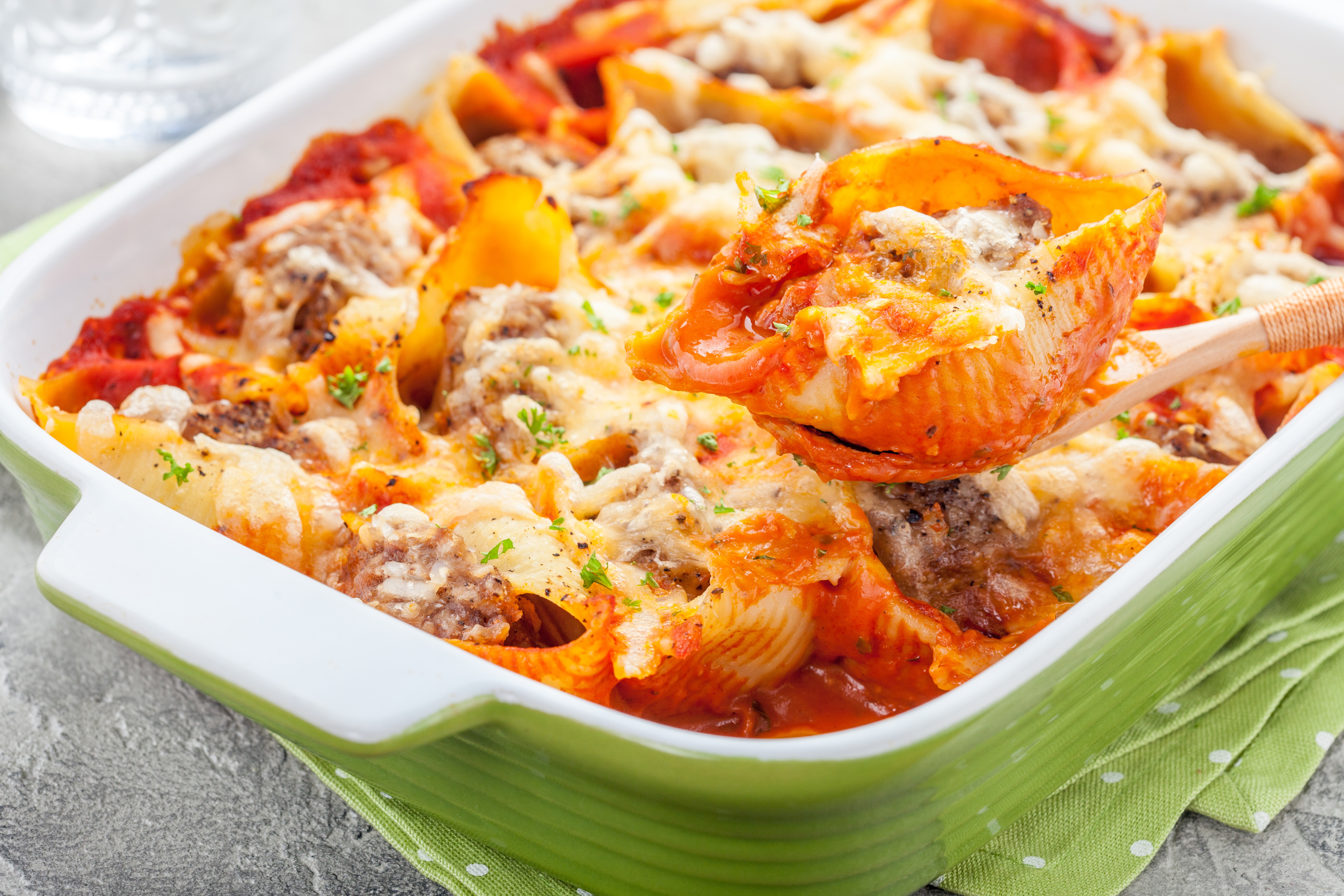 Hand-rolled stuffed pasta shells filled with ricotta, catered by DiRenzo Brothers Catering in Pittsburgh