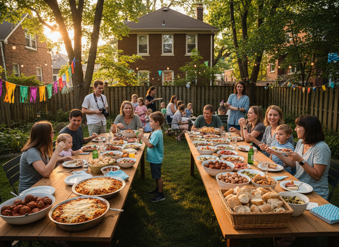 Birthday party catering feast with Italian food by DiRenzo Brothers Catering in Pittsburgh