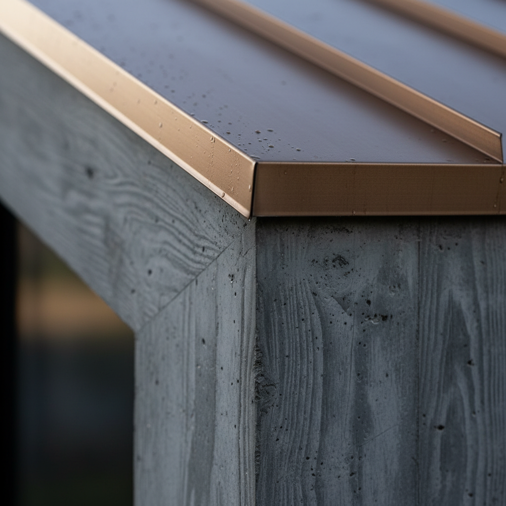 Concrete and metal roofing architectural detail