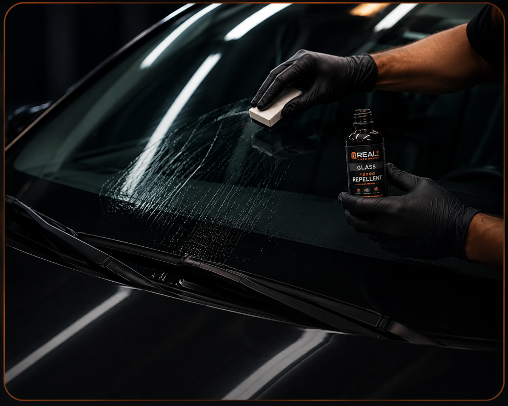 Windshield Water Repellent Application