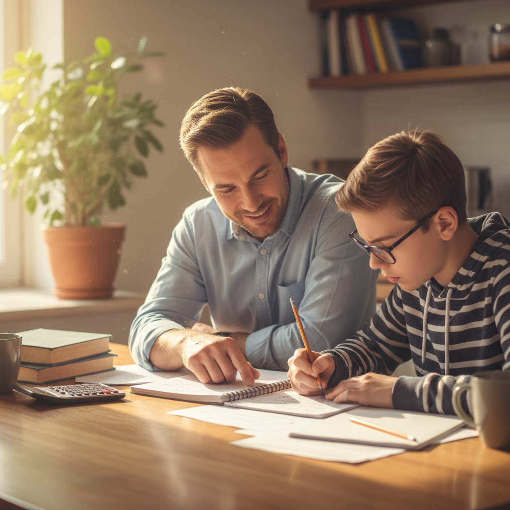 Tutor helping student with a breakthrough moment in math