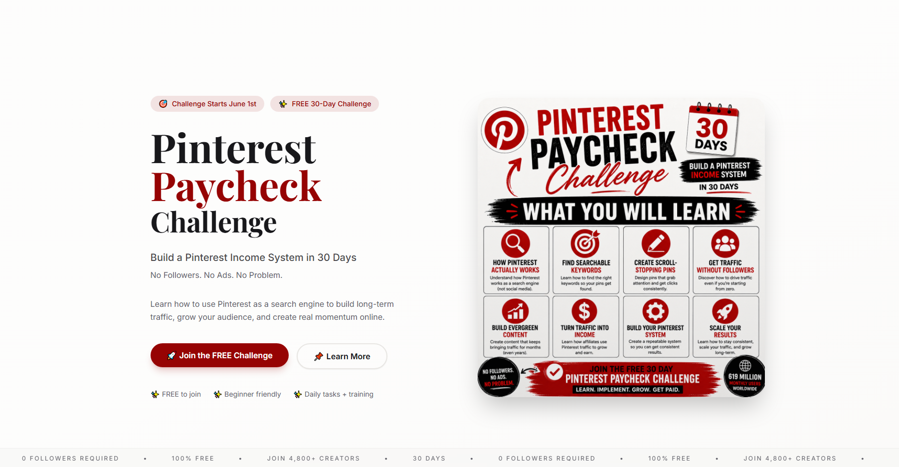  Pinterest Paycheck Challenge Landing Page template preview