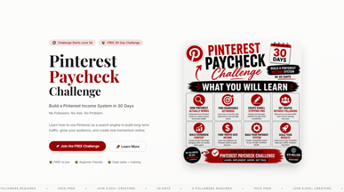  Pinterest Paycheck Challenge Landing Page template preview