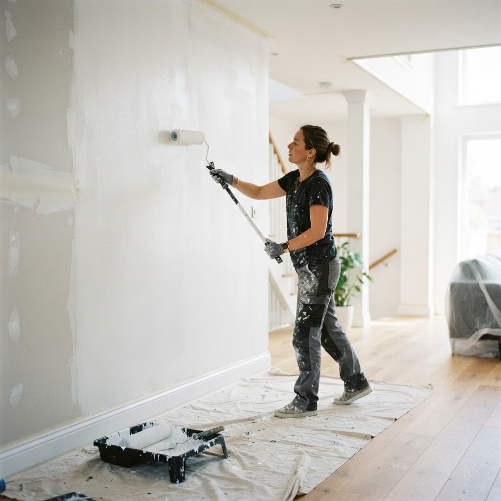 Famelux Builders crew painting interior walls