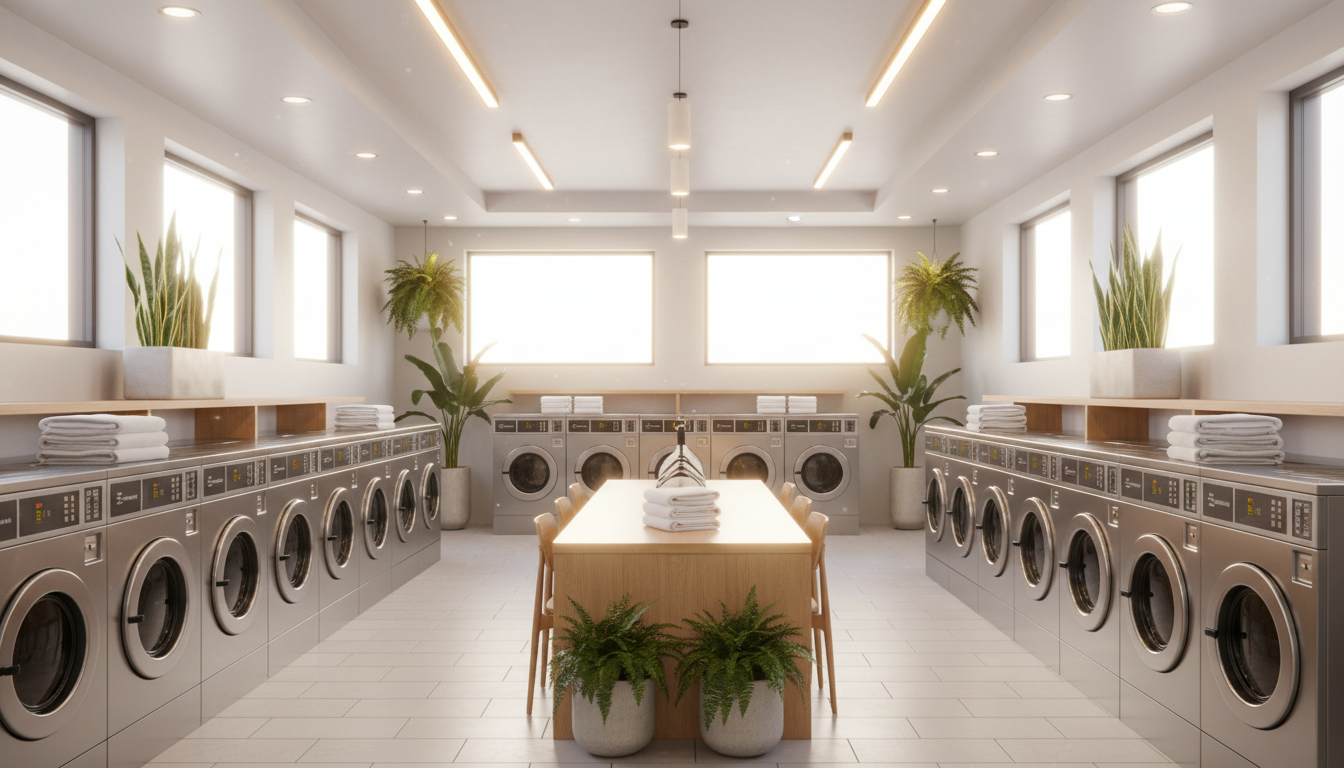 Modern laundromat interior