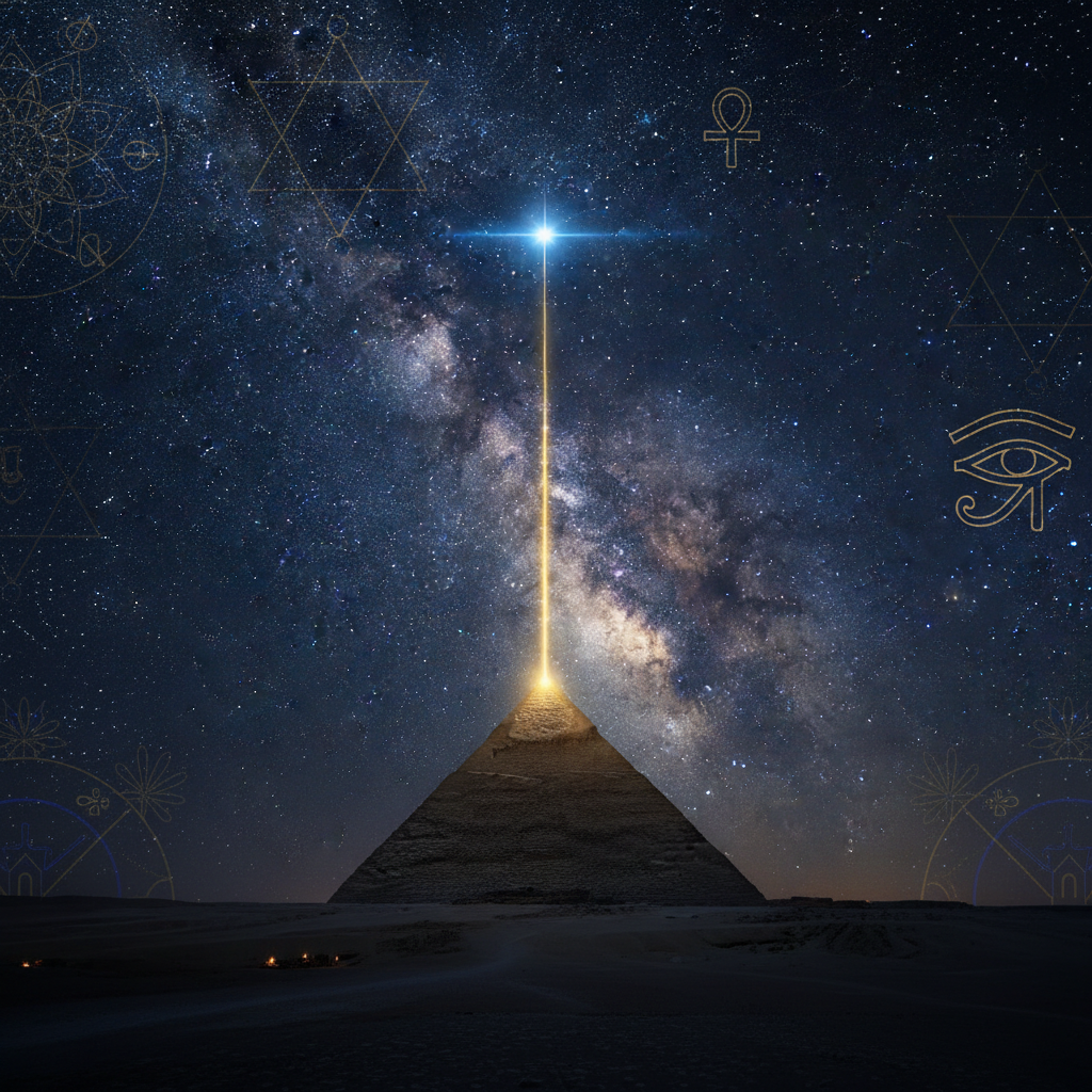 The Great Pyramids aligned with Orion's Belt at night