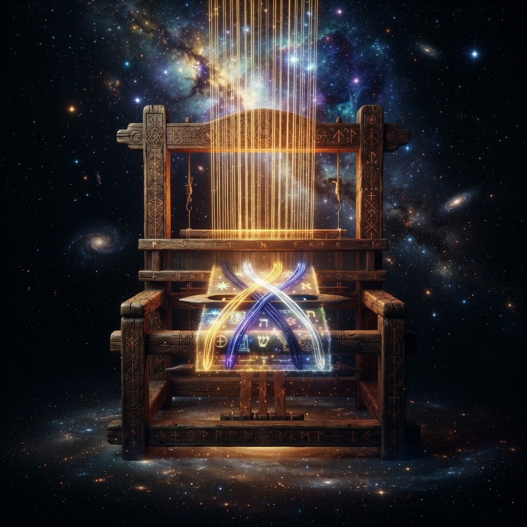 The cosmic loom — three threads woven into one