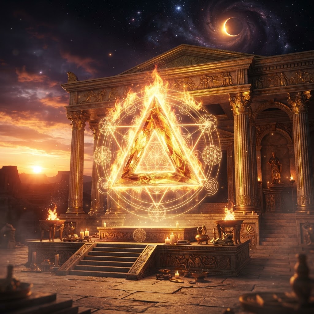 The Greek letter Delta glowing with solar crown energy