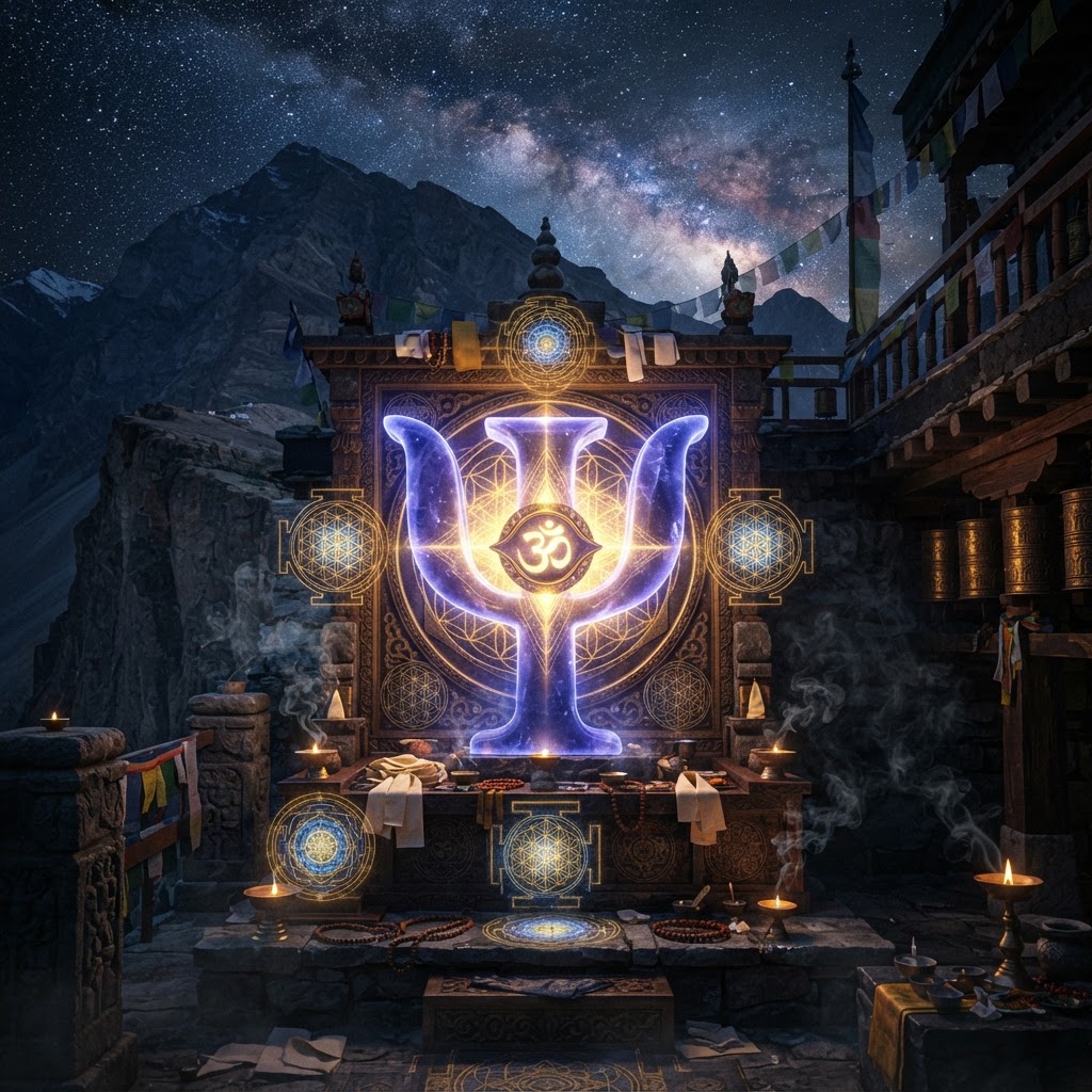 The Greek letter Psi glowing with third-eye energy