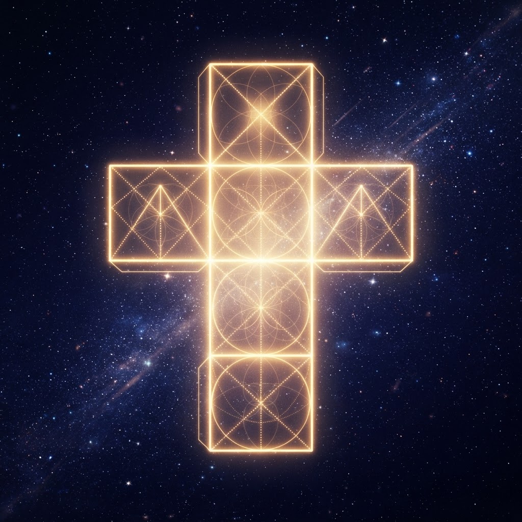 The Cosmic Light Cross laid flat as a six-square net