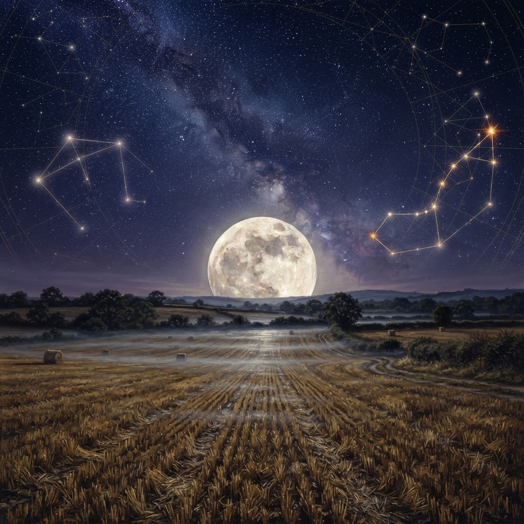 The night sky over still waters