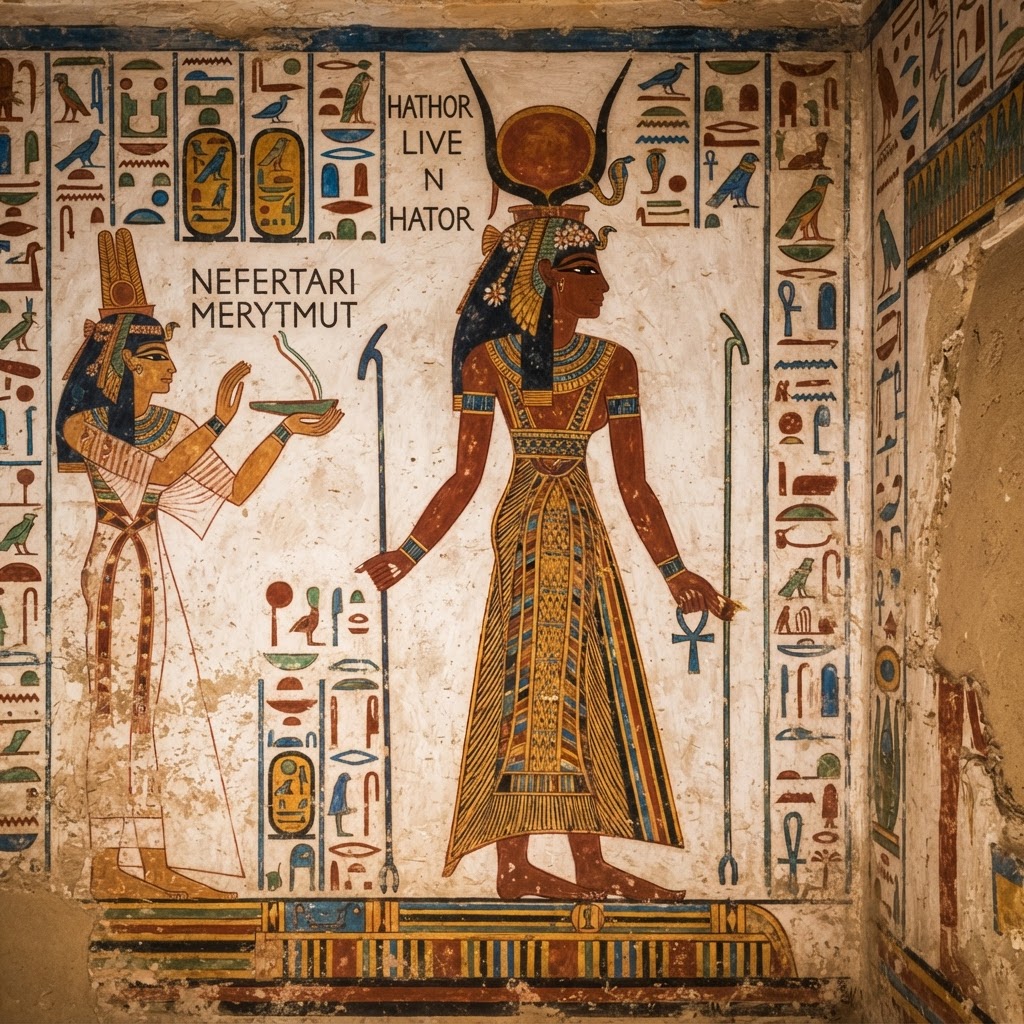 Goddess Hathor depicted in the tomb of Nefertari