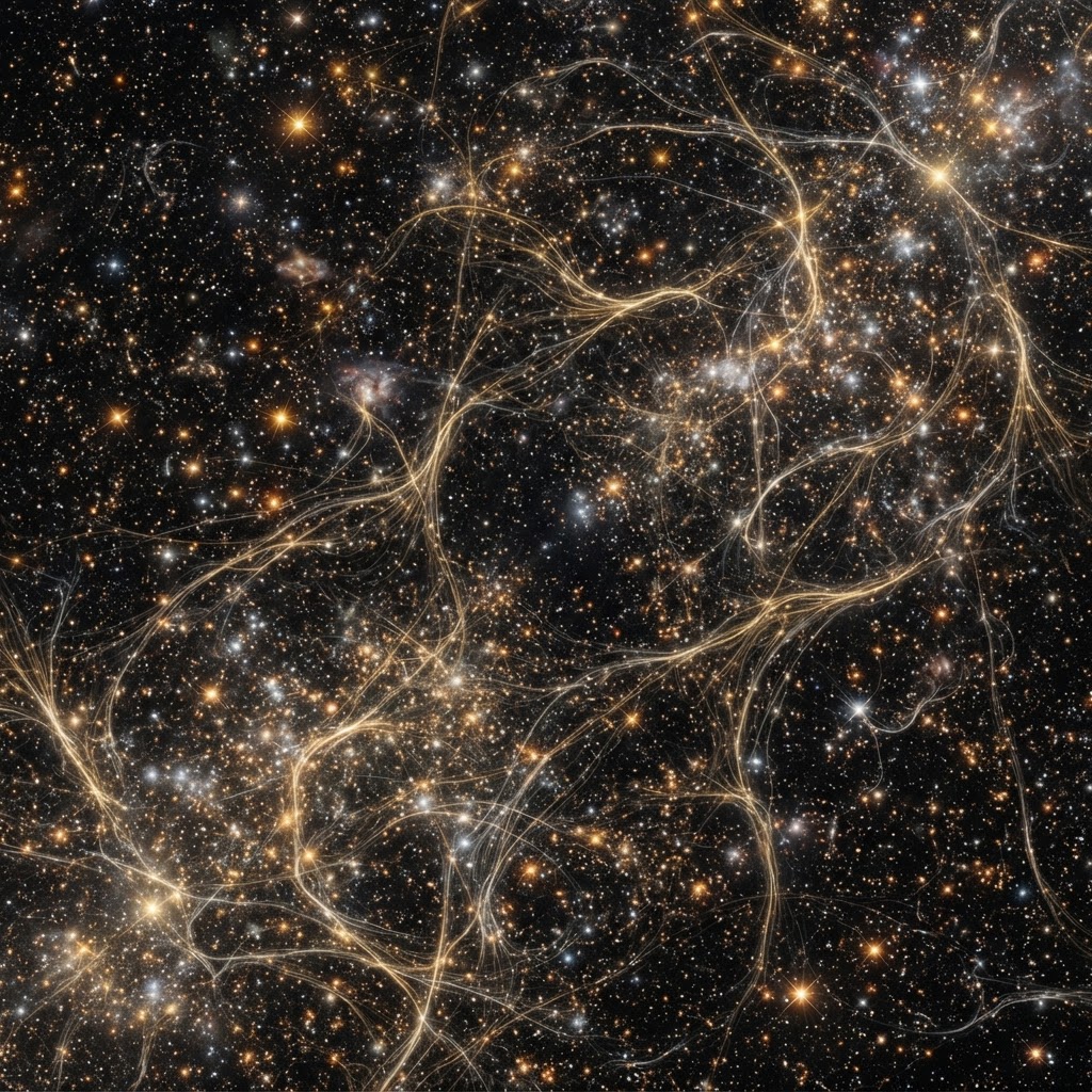 A luminous starfield — the library of all memory