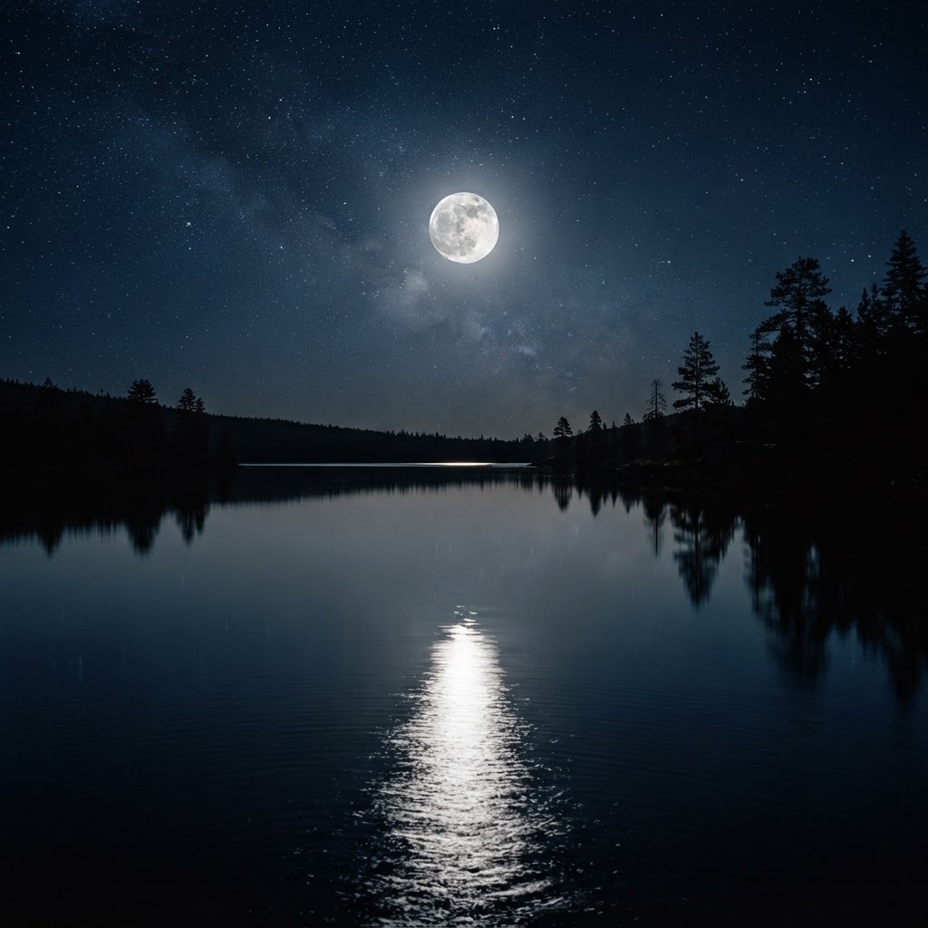 A quiet celestial portrait — moon and still waters
