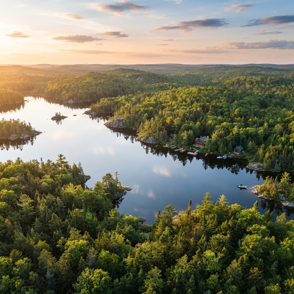 Vue aérienne du réservoir Baskatong