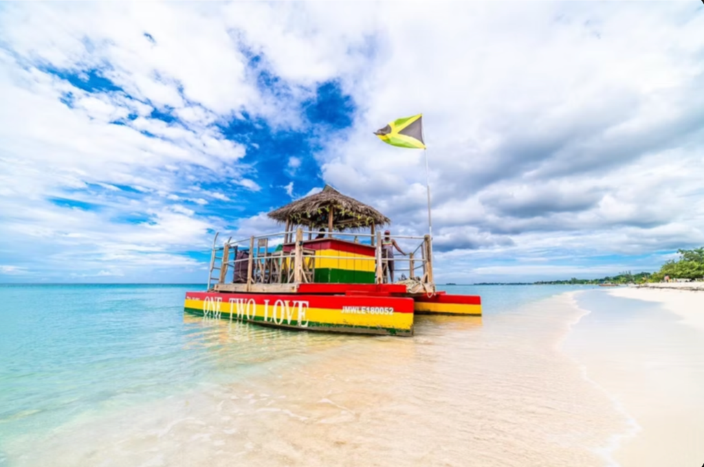Likkle Tiki boat on the waters of Negril Jamaica