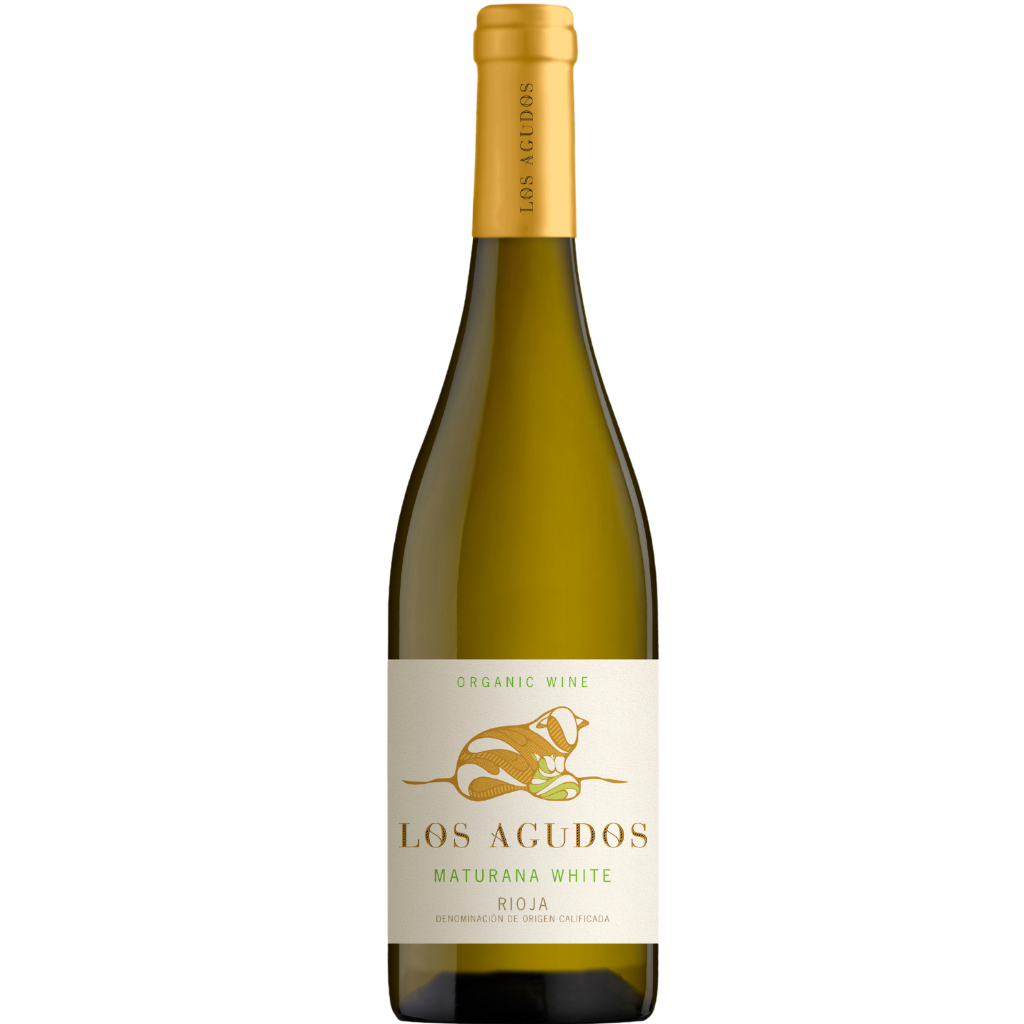 Bottle of Los Agudos 2024 Rioja DOCa organic wine.