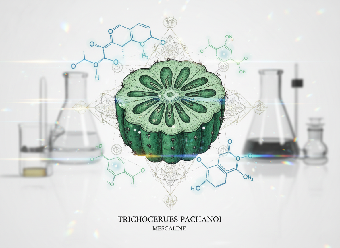 Ilustración botánica y molecular del cactus San Pedro