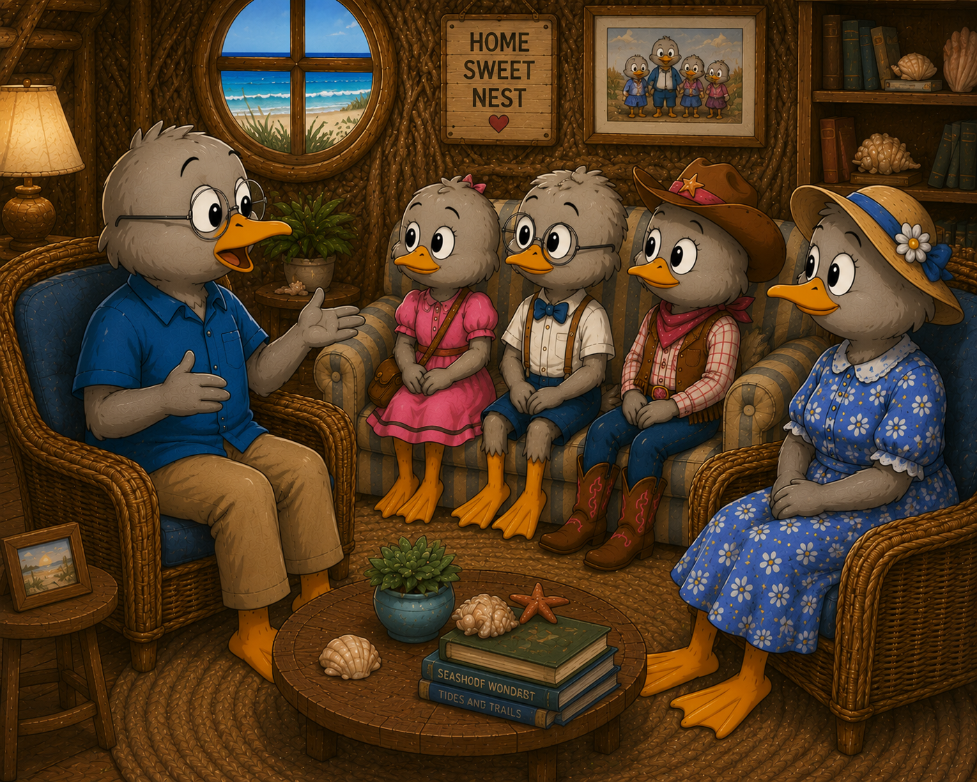 Illustration for George tries to talk to his family