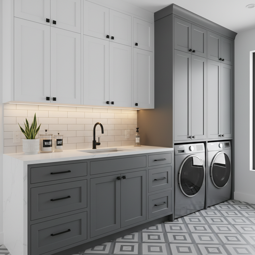 Two-Tone Contemporary Laundry Room