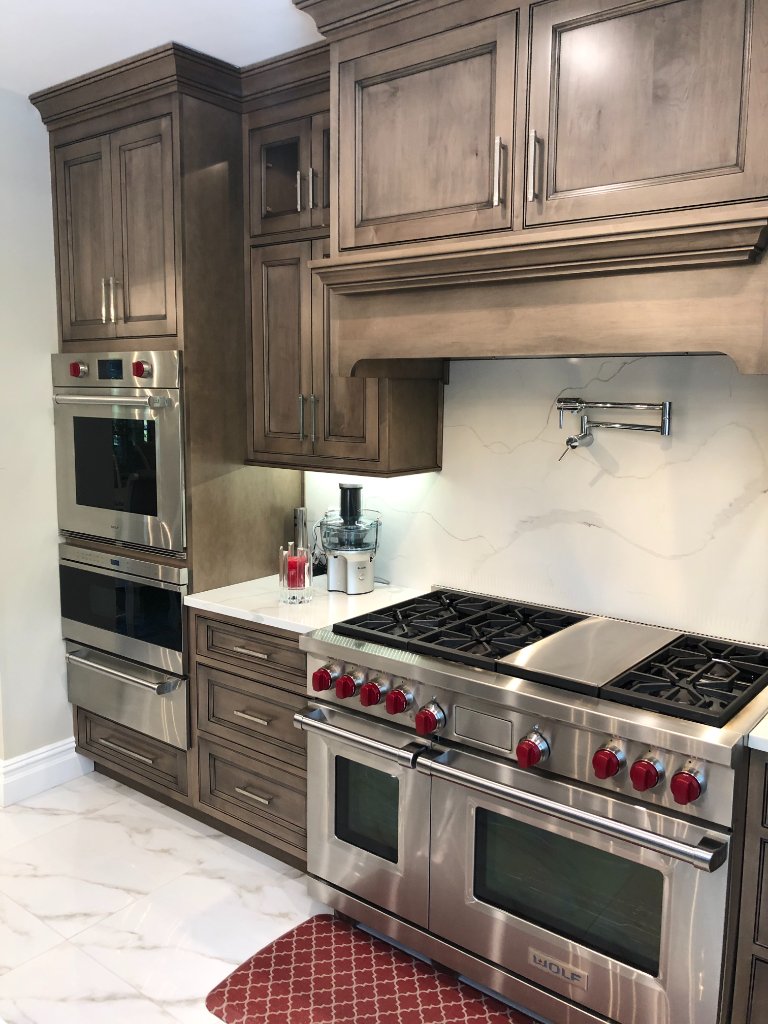 Wolf Range Suite with Walnut Cabinetry