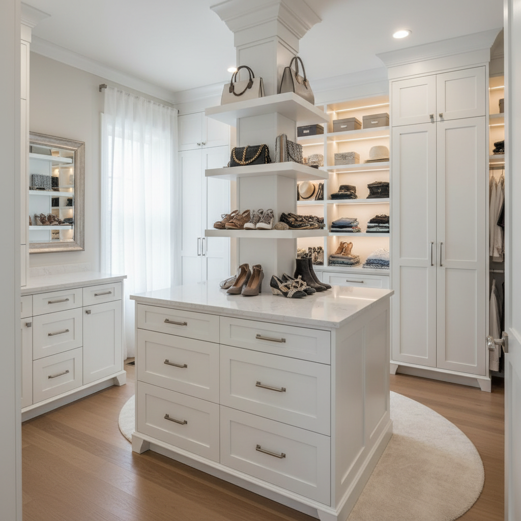 White Shaker Walk-In Closet System