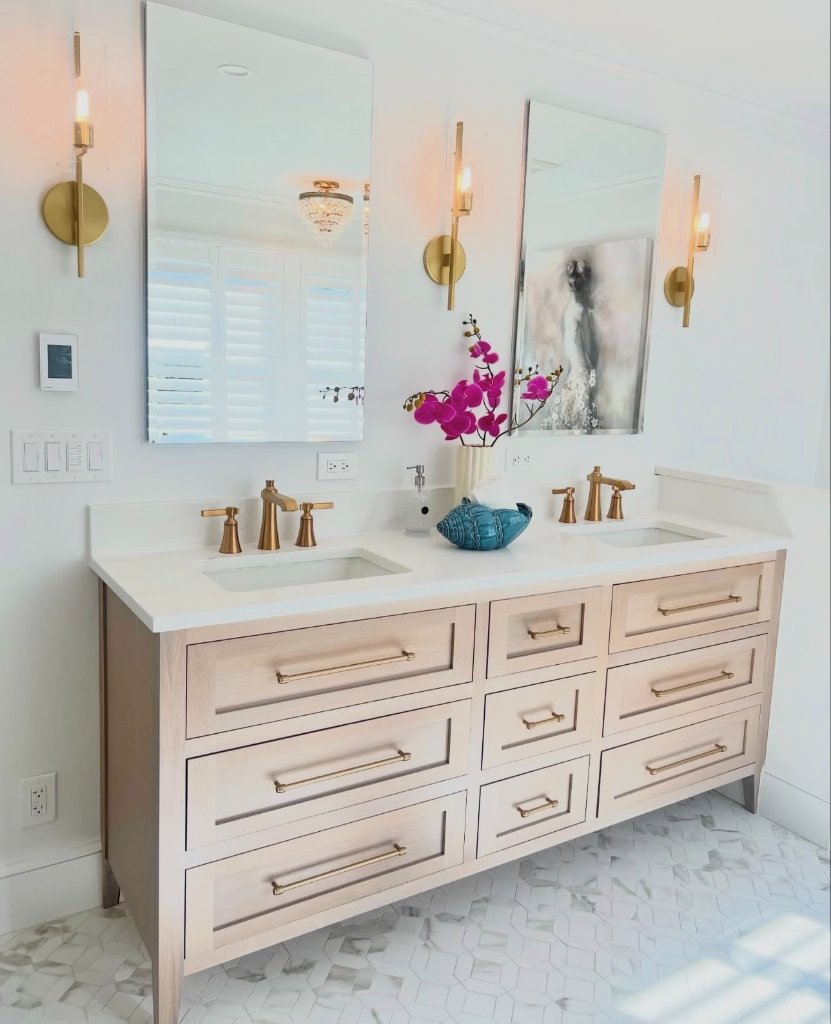 Custom Vanity with Brass Hardware