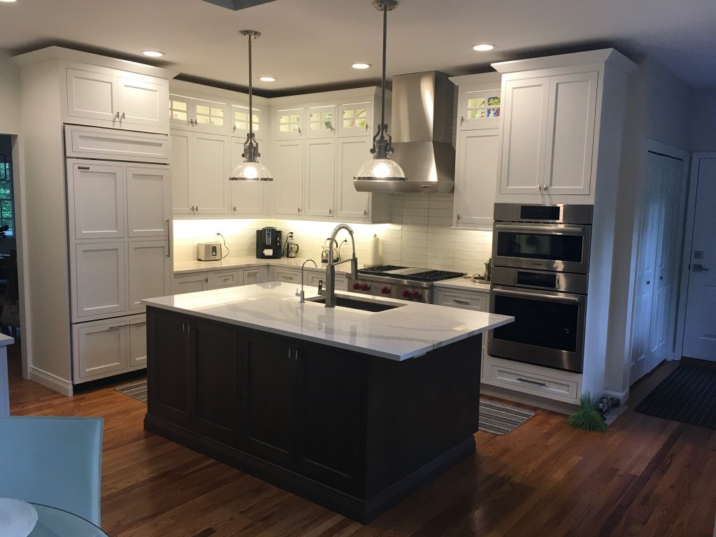 Two-Tone Kitchen with Dark Island