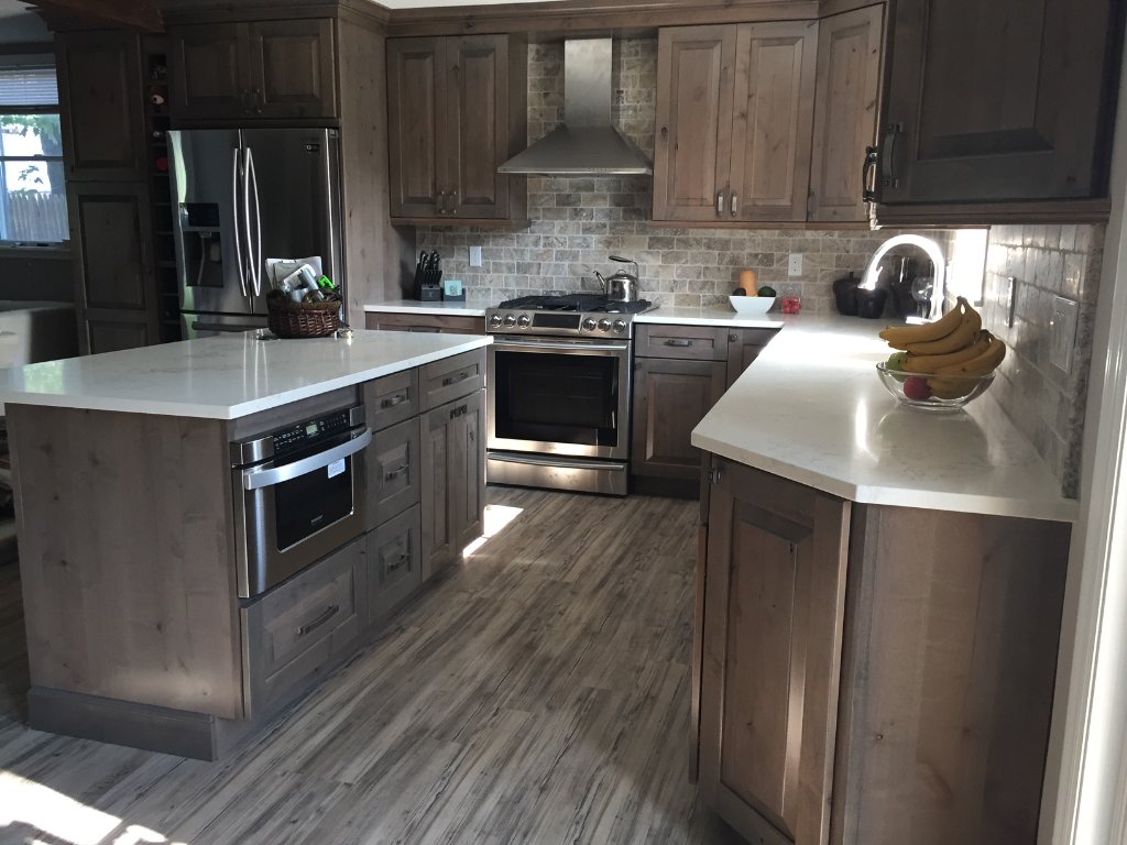 Rustic Gray Kitchen with Quartz Counters