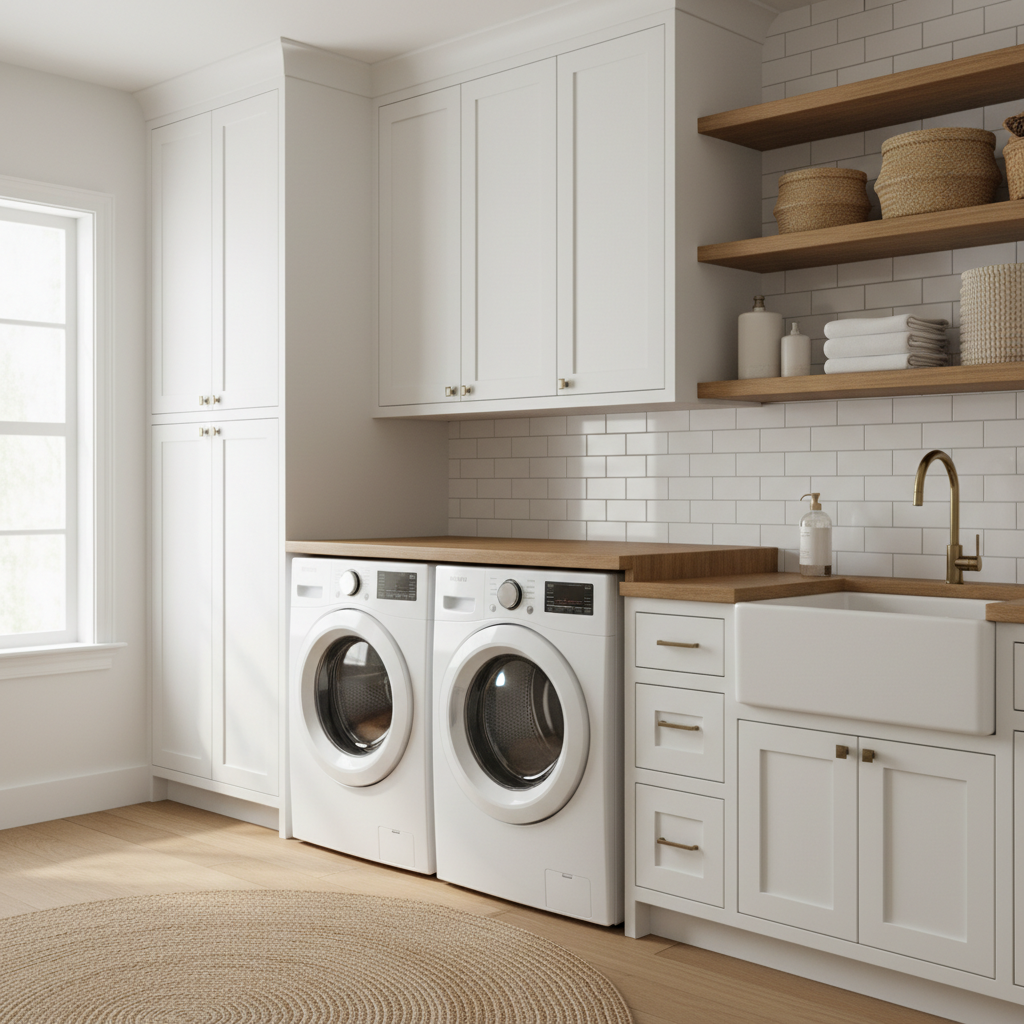 Farmhouse Laundry Room with Utility Sink