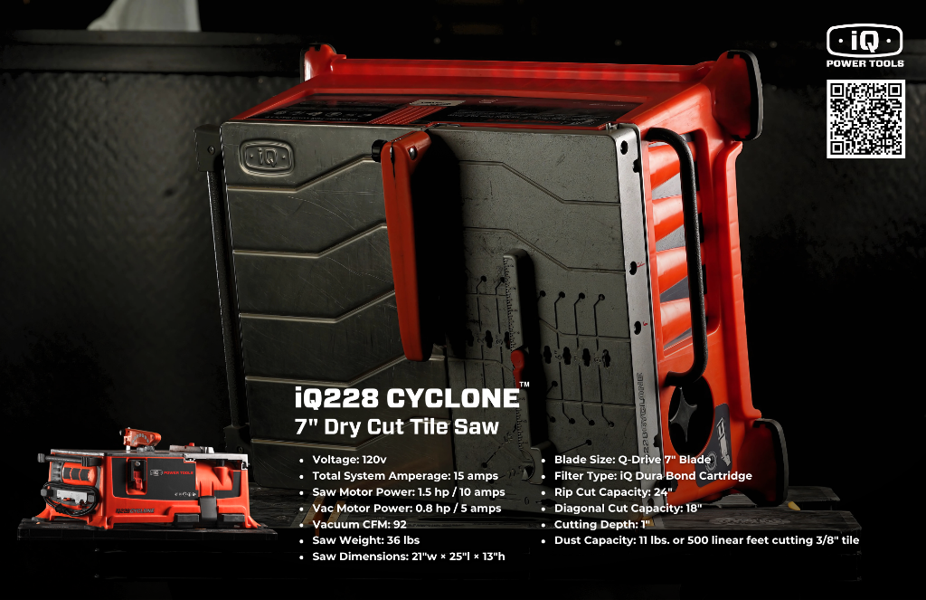 iQ228 Cyclone — 7" Dry Cut Tile Saw