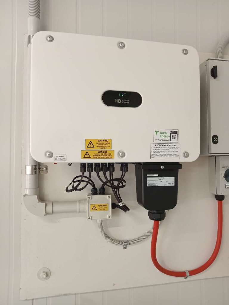 Entelar Energy smart string inverter installed in the new Whatawhata dairy shed