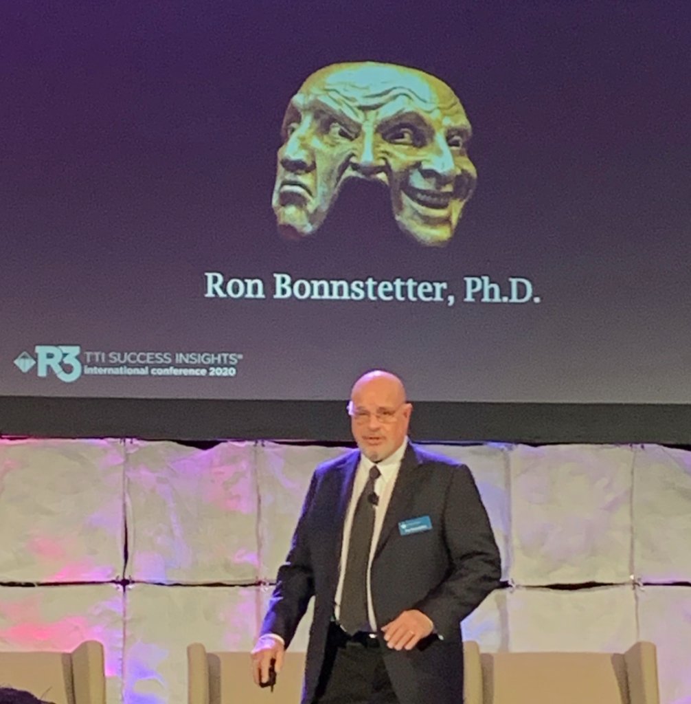 Ron Bonnstetter presenting on stage at the R3 TTI Success Insights international conference 2020