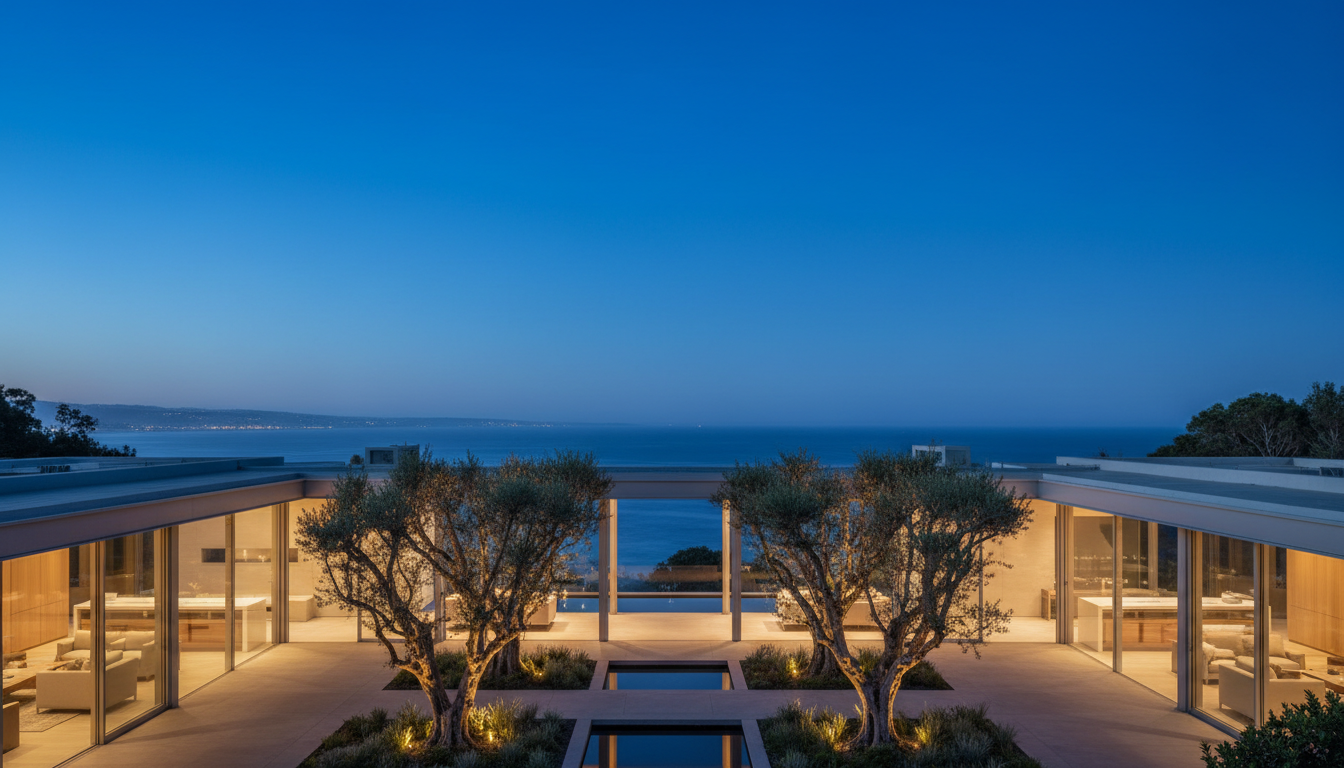 Luxury California home at twilight