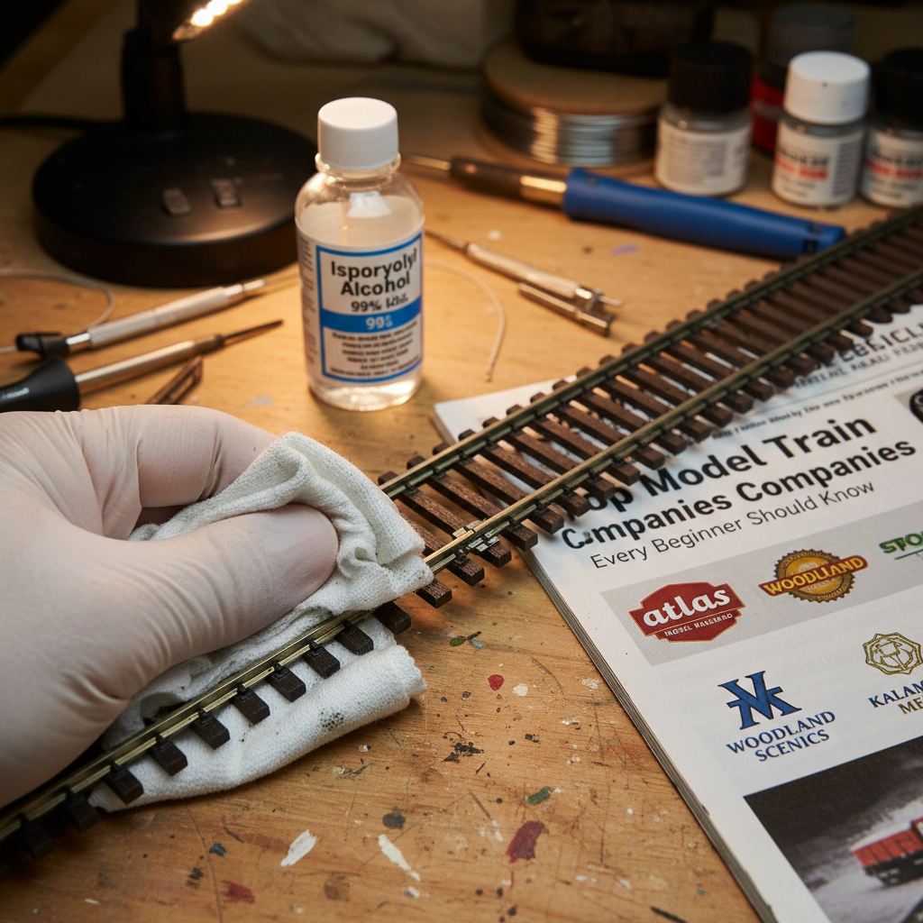 Track cleaning tools and supplies for model railroads, related to Top Model Train Companies Every Beginner Should Know
