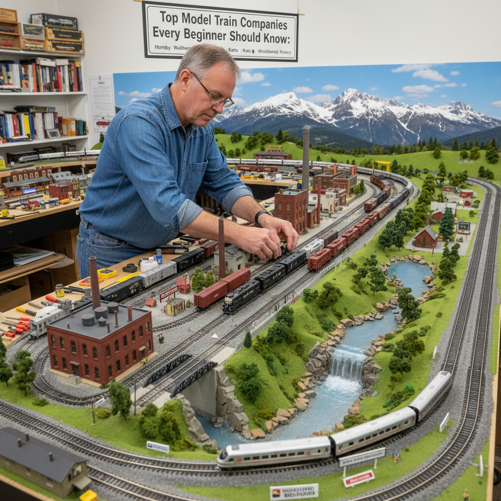 Model railroad hobbyist working on a detailed layout, related to Top Model Train Companies Every Beginner Should Know