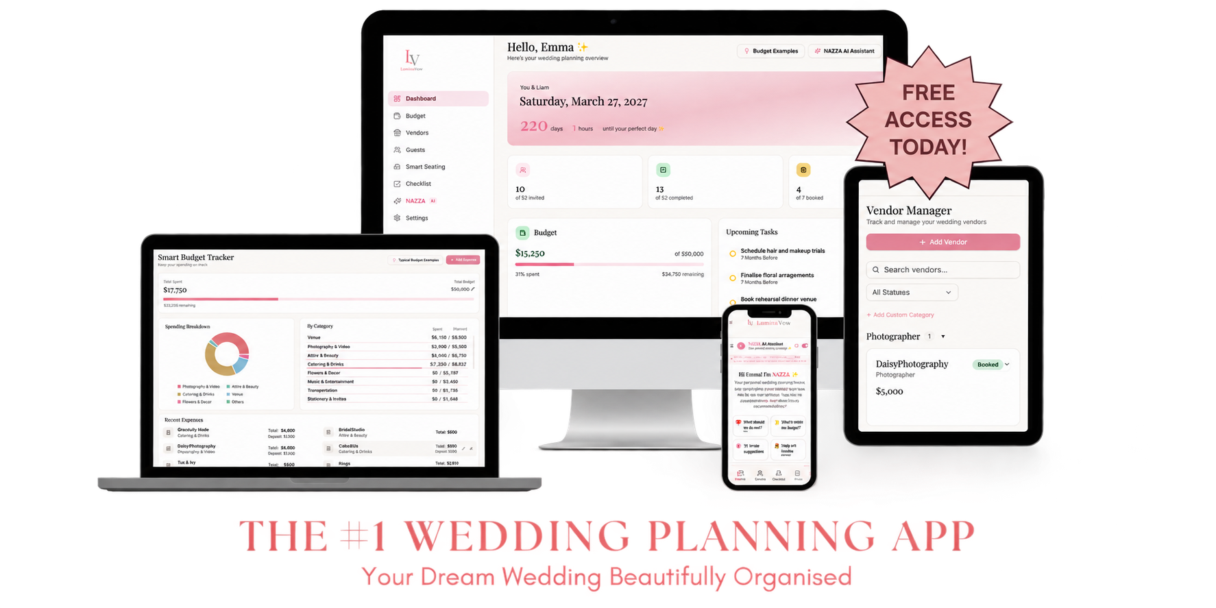 The #1 wedding planning app — LuminaVow across devices