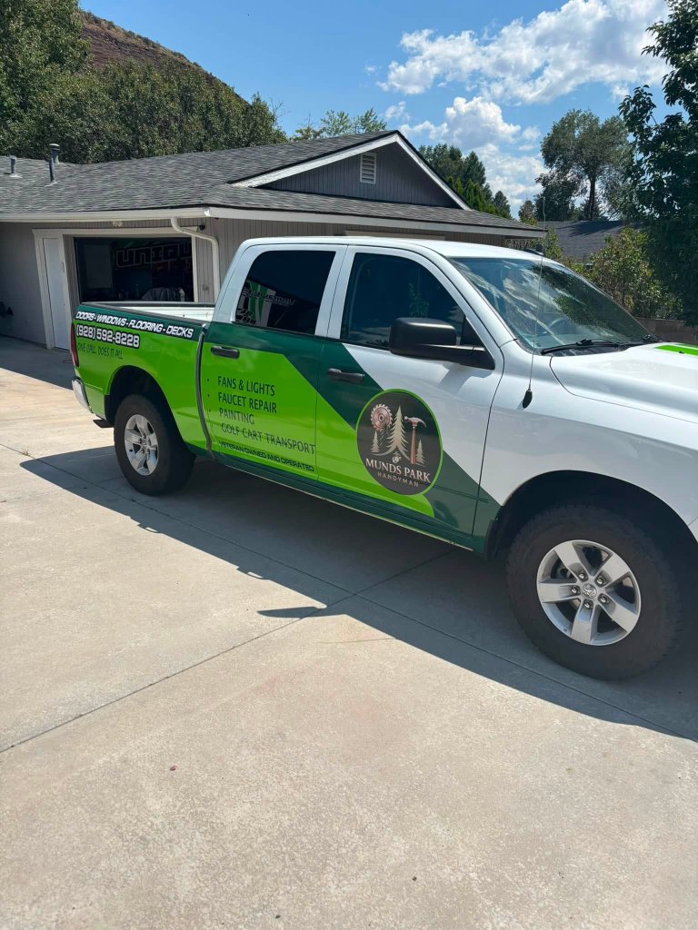 Munds Park Handyman Ram truck passenger-side partial wrap