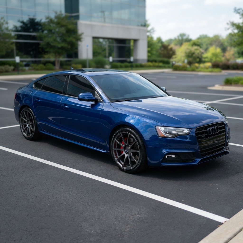 Gloss deep blue sedan color change wrap