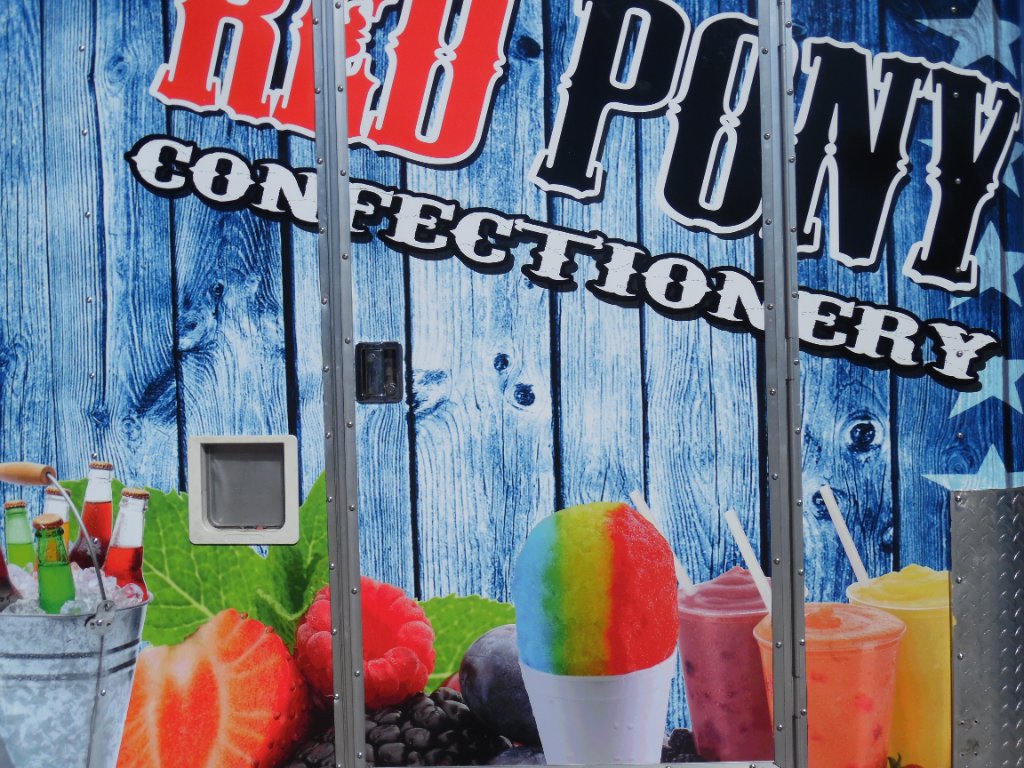 Red Pony Confectionery trailer side detail wrap