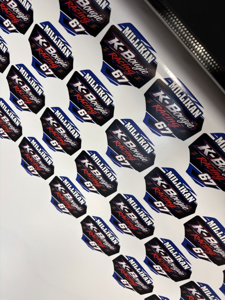 Millikan K-Bouge Racing hexagonal sticker sheet