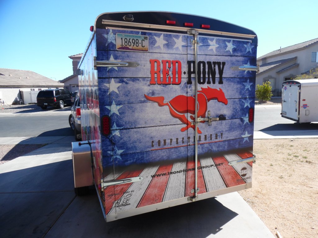 Red Pony Confectionery trailer rear wrap