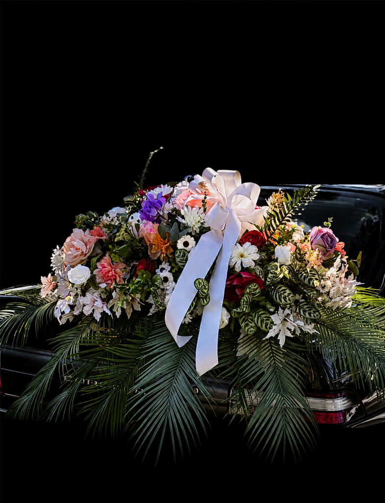 Floral casket spray arrangement